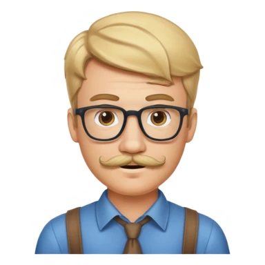 Nerdy dirty blonde guy with mustache sticker