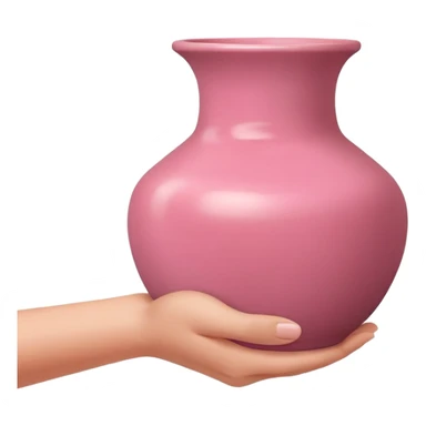 hand holding a finished pink pottery vase or bowl sticker