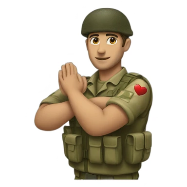 Israeli soldiers doing heart with his hands sticker