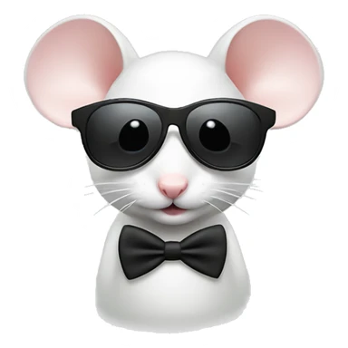 Cute little white mouse wearing sunglasses and black fake mustache  sticker