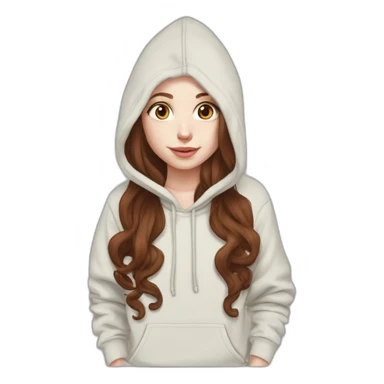 pale skin and long marron hair and huzlenuts eyes girl hoodie sticker