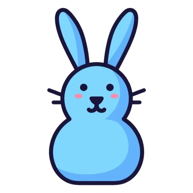 blue minimalist easter bunny, simple clean lines sticker