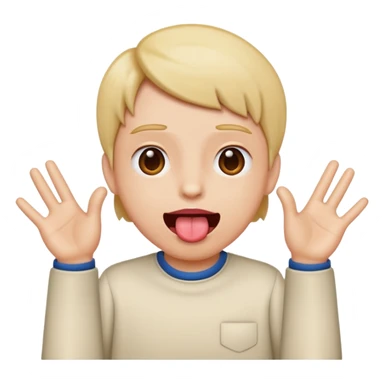 Tongue out with hands to the side ￼￼ sticker