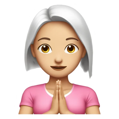 White Brunette Girl doing praying yoga pose in pink tones half body sticker