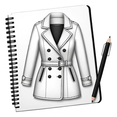 fashion clothe skecth on sketch book, with pencil sticker