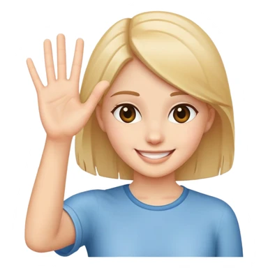 smiling girl palm raised to signal stop sticker