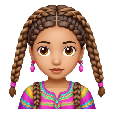 petite latina girl with braids and colorful blouse sticker