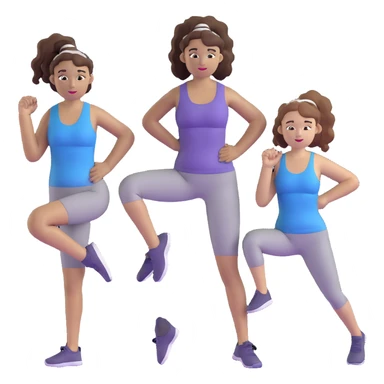 three women friends exercising together, one black woman with curly brown hair, one pale white woman with curly brown hair, and one white woman with straight brown hair in a ponytail sticker