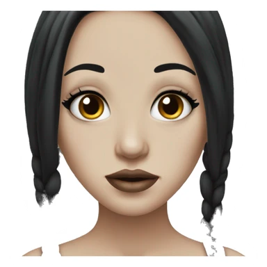 Beautiful girl with white skin, long black hair and tattoos sticker