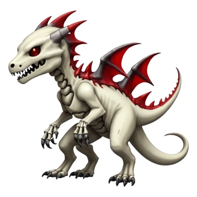 Shiny White Evil Glowing Eldritch Skeletal Creepy Edgy Badass Cool Marowak-Salandit-Duskull-Darkdramon-fusion with bloody red markings sticker