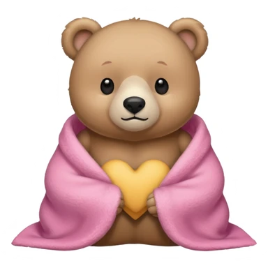cuddly bear with a pink blanket wrapped around him sticker