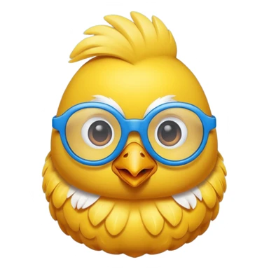 Pollito amarillo con gafas de marco azul sticker