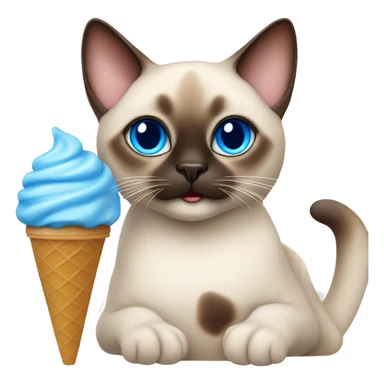Siamese cat with blue eyes eat ice cream  sticker
