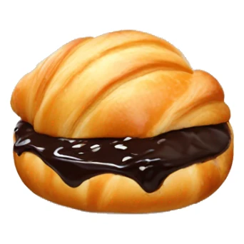 round croissant bun with chocolate topping  sticker