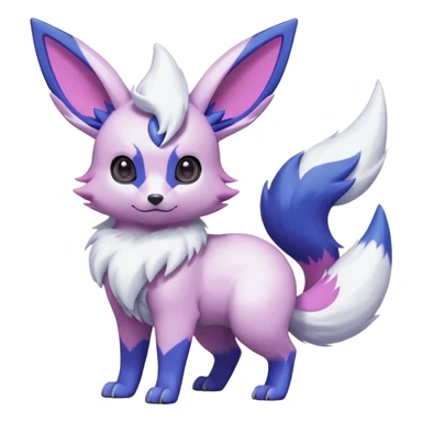 Frosty Albino Shiny White with Violet and Indigo and pink markings Eevee-Liepard-Zangoose-Pokémon-Digimon-Fakémon-fusion-hybrid-creature sticker