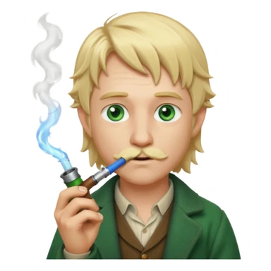 Blond hair green eye hobbit smoking a blue pipe sticker