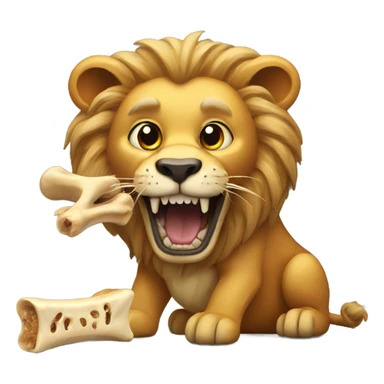 Scary lion eating dog bone sticker