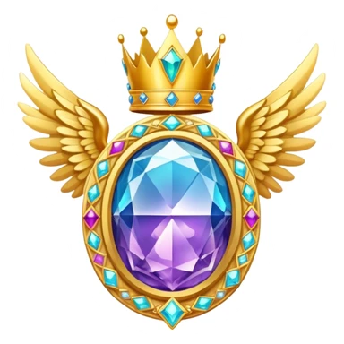 HUGE magic galactic gemstone award-in-frame-decorated-with-big-golden-angel--wings and crown sticker