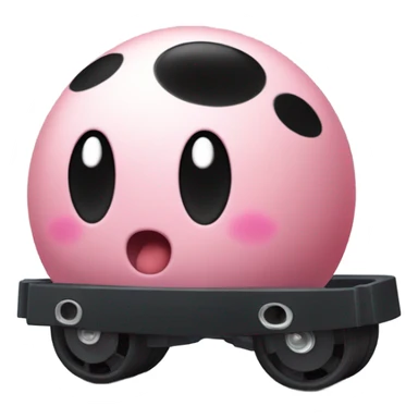 Metal cute black eyes Kirby ball driving on 4 car wheels sticker