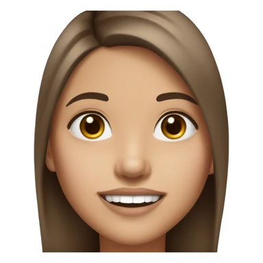 smiling girl with long hair brown hair and brown eyes wearing pale pink lipstick  sticker