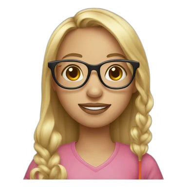 1 girl with glasses and long blond hair with lollipop sticker