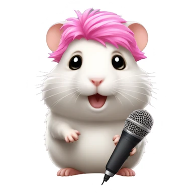 cute hamster with pink wig and microphone sticker