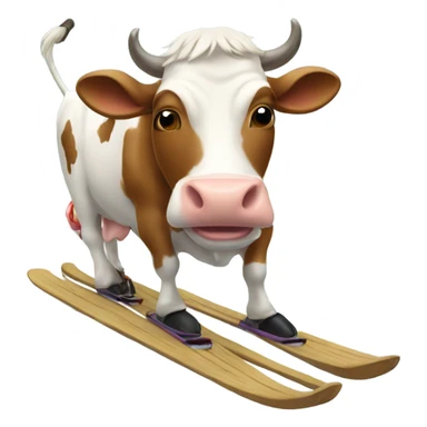 A cow skiing  sticker
