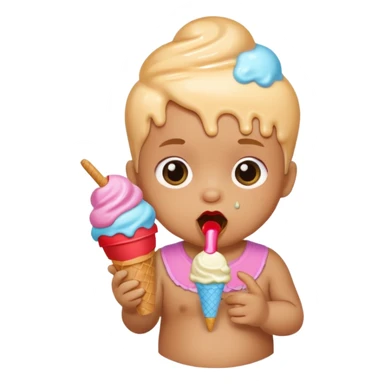 Baby eating ice cream sticker