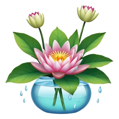 pot bouquet Water Lily, stem, Water Lily leaf sticker