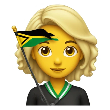 A girl with a Jamaican flag  sticker