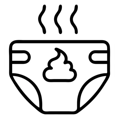 a poopy diaper with exaggerated smell lines sticker