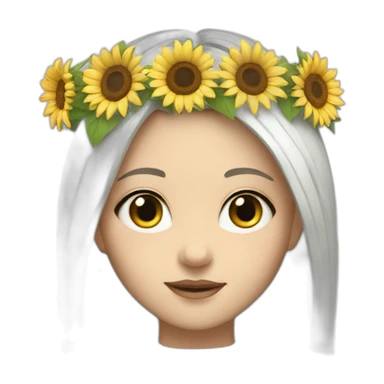 white sunflower crown girl sticker