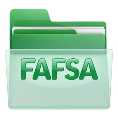 FAFSA green letters, plastic transparent white translucent folder sticker
