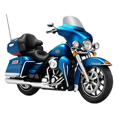 harley davidson ultra classic in big blue pearl and vivid black color scheme with recurve windshield and two shorter antennas  sticker