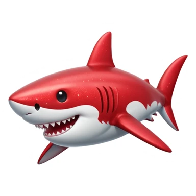 red glitter shark happy sticker