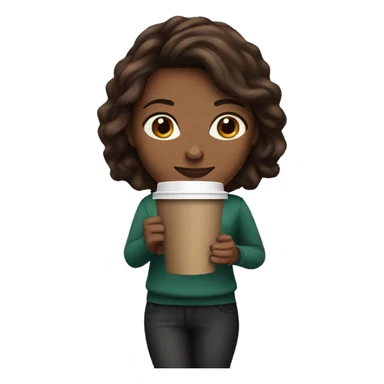 Brunette holding a Starbucks coffee sticker