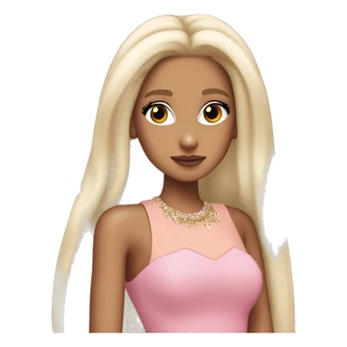 ariana grande, blonde hair, bleached eyebrows, wearing a pink fashion dress sticker