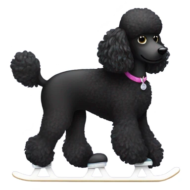 Black poodle ice skating sticker