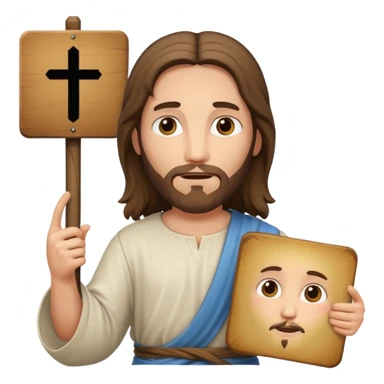 Jésus avec une pancarte dans ses mains dans ses mains sticker
