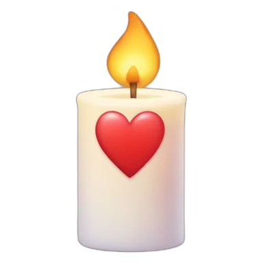 Candle with heart-shaped flame sticker