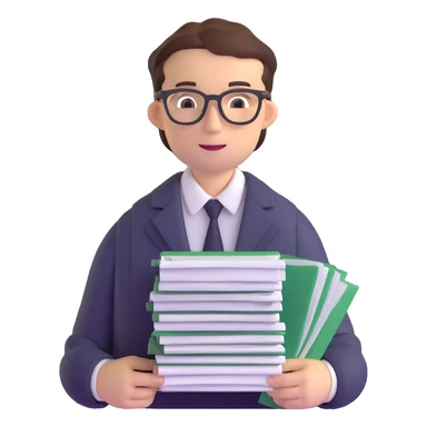 accountant with glasses and stack of papers sticker