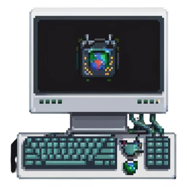 Computer with code on screen, programming logo sticker