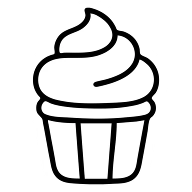 cupcake with pink icing outlined icon sticker