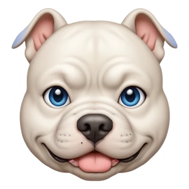 White American bully dog with blue left eye sticker