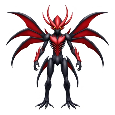 Futuristic shiny glossy edgy dark shady shadowy evil Scizor-Bisharp-Darkrai-Fakémon-hybrid-creature (full body) with white rib cage  sticker