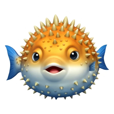 A blowfish puffs up to protect itself, showing off its spiky charm in the ocean sticker
