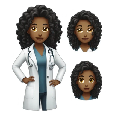 Pretty young black female doctor with long curly hair sticker