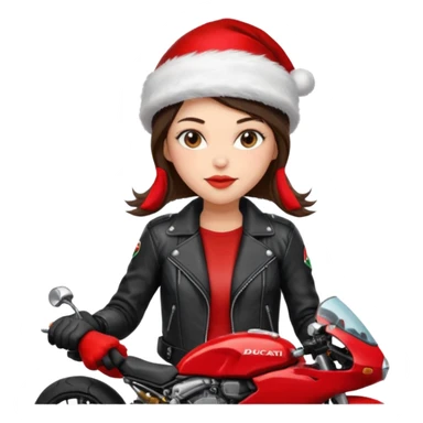 biker girl brune moto christmas ducati sticker