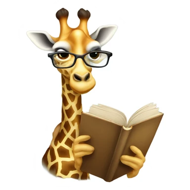 Giraffe wearing glasses reading book sticker