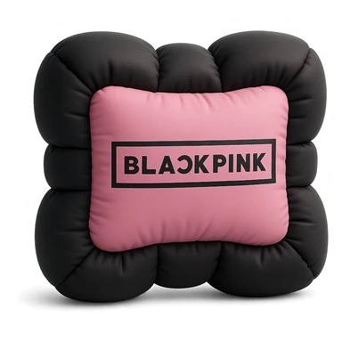 BLACKPINK-inspired object, black and pink colors, plush and cozy cushion design sticker